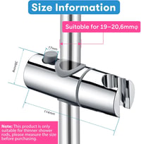 DETBOM Zuhanytartó Fúrás Nélkül 19-20,6 mm Átmérőjű Rúdhoz - 360° Forgatható ABS Króm Zuhanyfej Tartó Állítható Magassággal 2