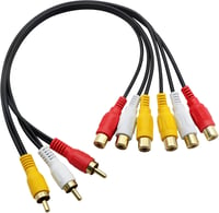 GINTOOYUN Audió-Videó Elosztó Kábel - 3 RCA Dugó 6 RCA Aljzatra - 3m Aranyozott Kompozit AV Hosszabbító TV, DVD, Set-Top Box Készülékekhez 2