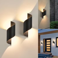  2 db LED Kültéri/Beltéri Fali Lámpa 10W - IP65 Vízálló, 3000K Meleg Fehér, Modern S-alakú Alumínium Dekorációs Világítás 1