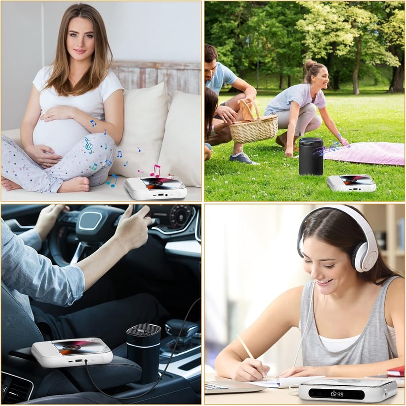 KOVCDVI Hordozható CD lejátszó Bluetooth-szal, nagy akkuval és LCD kijelzővel