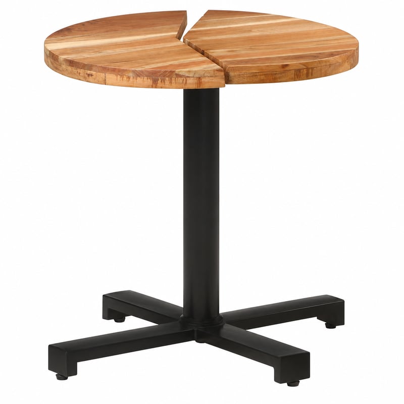 Masă de bistro vidaXL, rotundă, din lemn masiv de acacia, Ø70x75 cm – Defectă, ruptă în două — defectă, pentru piese: blat rupt în două (stare: vezi a 2-a fotografie)