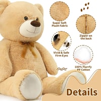 MorisMos Óriás Plüssmackó 130 cm - XXL Puha Barackszínű Teddy Maci, Ölelésre Tökéletes Ajándék Gyerekeknek, Lányoknak, Pároknak 3