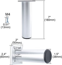 Fehér alumínium bútorláb szett, 17 cm, 2 darabos 7