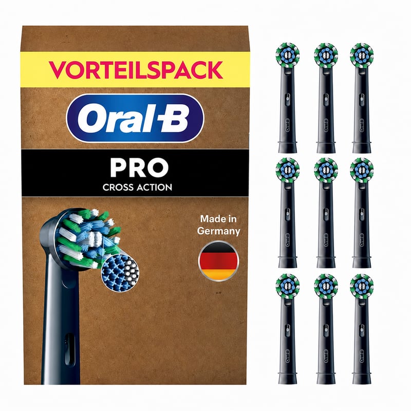 Zamjenske glave za električnu četkicu za zube Oral-B PRO CrossAction, crne, 9 komada - set sa smanjenom zalihom
