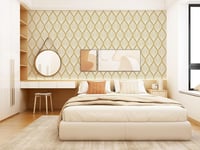 myforHD Öntapadós Tapéta Arany Legyező Mintával - Modern PVC Bútorfólia 44 cm x 600 cm - Vízálló Vinyl Dekorációs Film Fiókokhoz, Polcokhoz 7