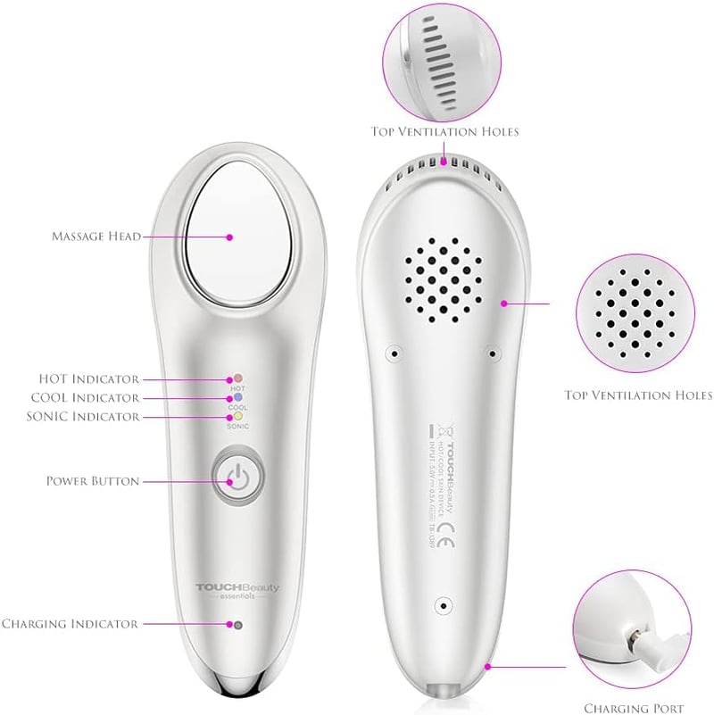TouchBeauty arcmasszírozó készülék meleg-hideg és vibrációs funkcióval, ránctalanító