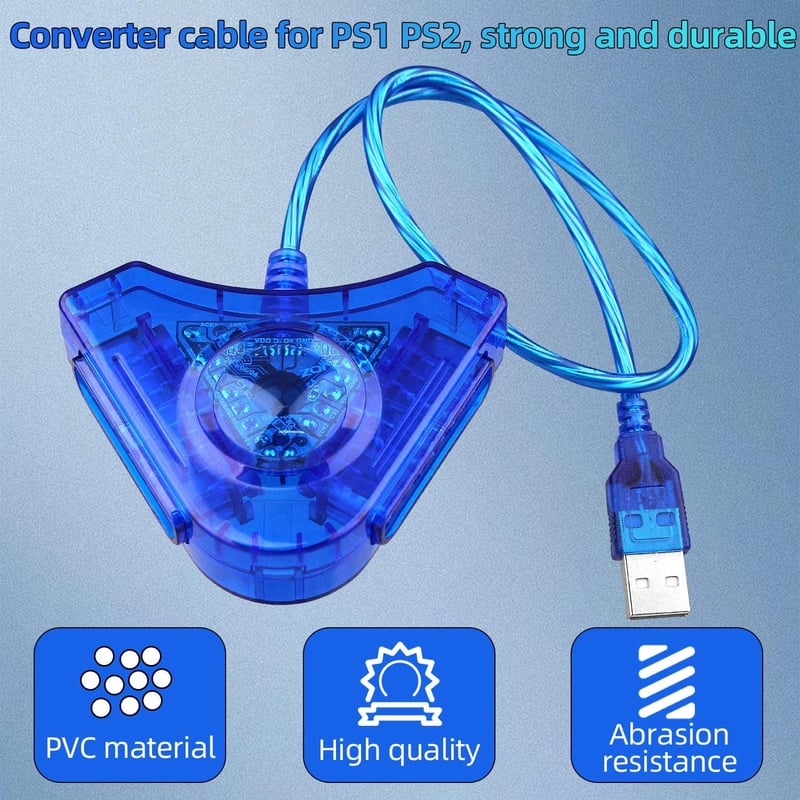 Sony PS1 PS2 kontroller USB adapter PC-hez, kék OSTENT kábel