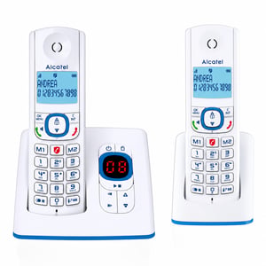 Bežični fiksni telefon Alcatel F530 Voice Duo DECT — Blago oštećenje u donjem desnom kutu jedne slušalice (stanje: vidi 2. sliku)
