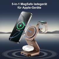 AC Island 5 az 1-ben Mágneses Töltőállomás iPhone 16/15/14/13/12, Apple Watch, AirPods Készülékekhez - Összecsukható Utazási Vezeték Nélküli 2