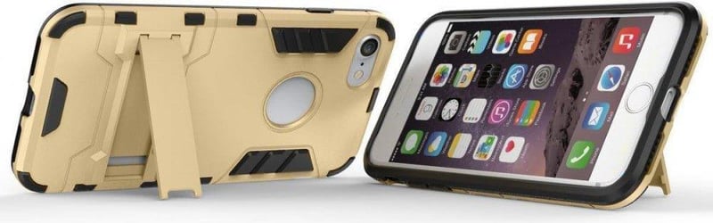 iPhone 7/8 Arany-Fekete Ütésálló Tok Kitámasztóval 4,7"