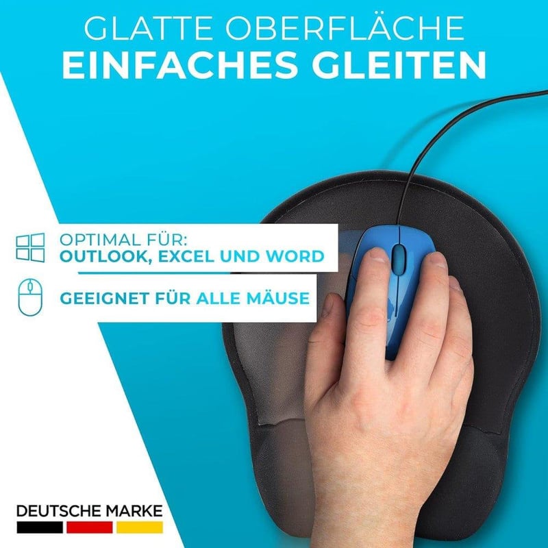 BIDOST Fekete Ergonomikus Egérpad Gélpárnás Csuklótámasszal