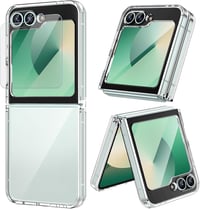 Doeshine Átlátszó Tok Samsung Galaxy Z Flip 7 FE/Z Flip 6 Telefonhoz - Ultravékony Szilikon TPU Védőtok Beépített Kijelzővédővel, Ütésálló P 1