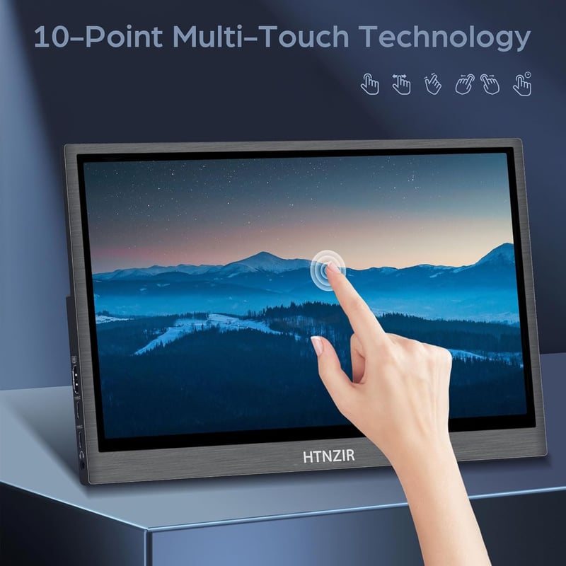 HTNZIR 11,6" Hordozható Érintőképernyős Monitor HDMI/USB-C - Raspberry Pi, Laptop, PS4 Kompatibilis