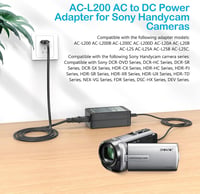 TKDY AC-L200 Hálózati Adapter Sony Handycam Kamerákhoz - Univerzális Töltő DCR, DVD, HDR Sorozatú Videókamerákhoz, 8.4V/1.7A 3