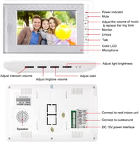 Uoweky RFID videós kaputelefon rendszer, 7" TFT kijelzővel, 1 kamera, 2 monitor + 10 db kék kulcstartó 2
