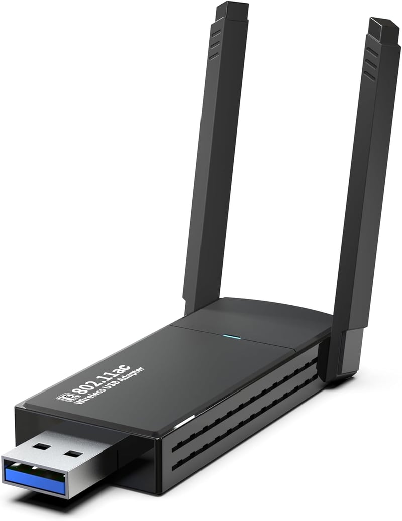 JESWO Dual Band WiFi USB Adapter 1300Mbps - Nagy Hatótávolságú 2×5dBi Antennával, 5GHz/2.4GHz, Windows 11/10/8/7/XP Kompatibilis