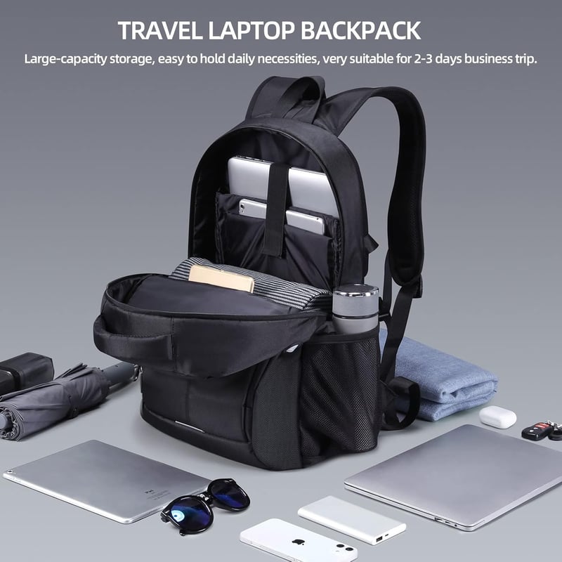 HOMIEE Nagy Méretű Vízálló Utazó Hátizsák 17,3" Laptoptartóval, Fekete