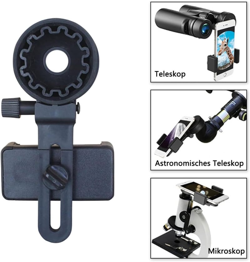 CAM2 Teleszkópos Telefontartó Adapter - Távcsőhöz, Mikroszkóphoz, Monokuláris Eszközökhöz - Állítható Univerzális Okostelefon Rögzítő Minden
