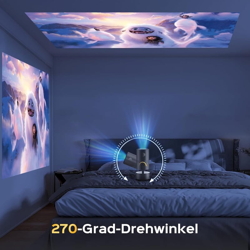 AUBOR MENTECH 4K Mini Projektor Beépített Akkumulátorral - WiFi 6, Bluetooth 5.2, Android OS, 150" Kijelző, Automatikus Keystone Korrekció, 