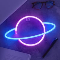 NELUX 3 db-os LED Neon Fali Dekoráció Szett - Villám, Bolygó és Felhő Formák Gamer Szobába - USB vagy Elemes Működés, Modern Világítás 3