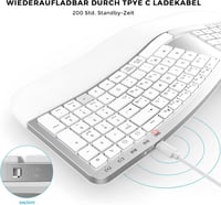 Seenda ergonomikus vezeték nélküli billentyűzet, USB-s, tenyértámasszal, Mac és Windows kompatibilis, német kiosztás, fehér-ezüst 7