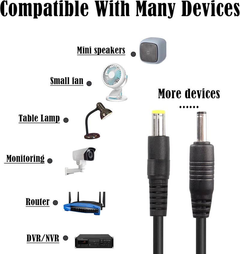 GINTOOYUN 2 db DC 5.5x2.1mm - DC 3.5x1.35mm Tápkábel Biztonsági Kamerákhoz, Mini Hangszórókhoz, 1m Hosszú, 24AWG Réz Vezeték
