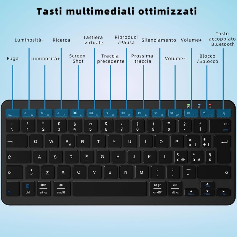 Qulose Wireless Bluetooth Billentyűzet 12 Hüvelykes Eszközökhöz - silver