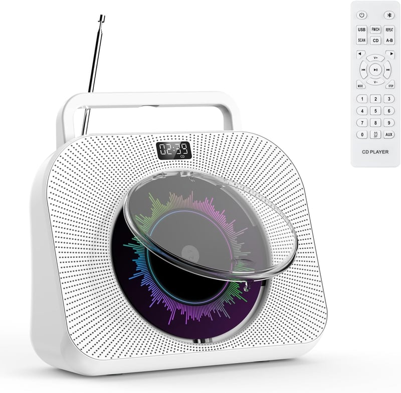 KOVCDVI 9 az 1-ben Bluetooth CD-lejátszó rádióval, USB/TF/AUX támogatással, ébresztővel és távirányítóval