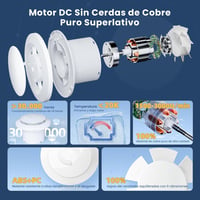 SLUELI 100 mm-es Fürdőszobai Ventilátor Kétirányú Légárammal, 6 Fokozatú Sebességgel, Távirányítóval - Energiatakarékos DC Motor Fürdőbe, Mo 2