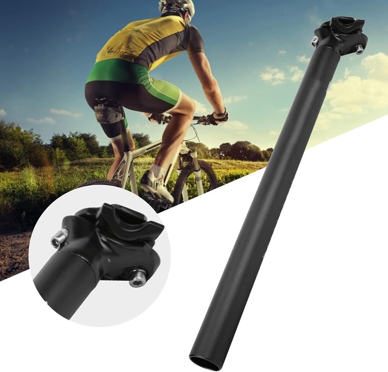 Állítható alumínium MTB nyeregcső 31,6x400mm - Fekete, rugós