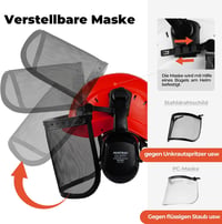 Mustbau Védősisak Láncfűrészhez - Állítható Méretű (53-63 cm) Erdészeti Sisak Hálós Arcvédővel, Fülvédővel és Szemüveggel - Építkezéshez, Er 4