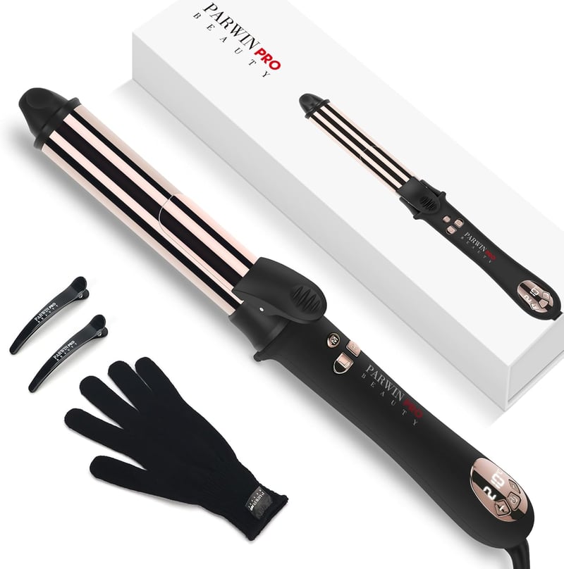 PARWIN PRO BEAUTY 360° Automata Forgó Hajgöndörítő 32mm - LCD Kijelzős Titán Bevonatú Hajformázó, Gyors Melegítés, Kétirányú Forgás