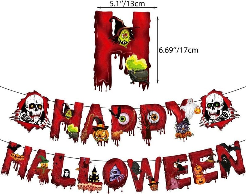 Jioenyue Halloween Parti Dekor Szett - Lufik, Zászlók és Füzér