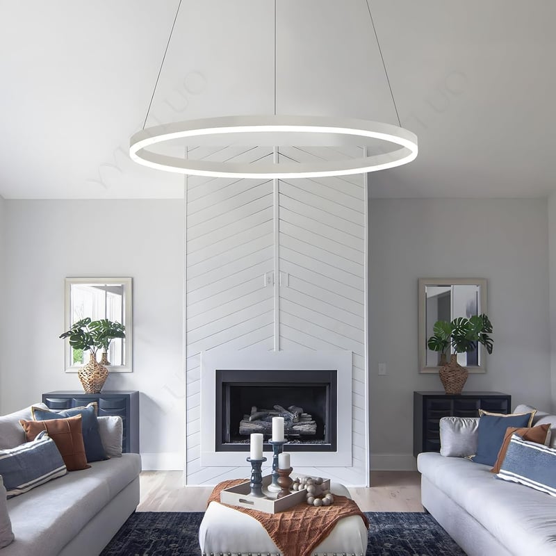 YYUTLUO Modern LED Csillár - 60 cm Fehér-Arany Kör Alakú Függőlámpa, 29W, Távirányítható, Fényerőszabályozható, Nappali Szobába, Akril-Alumí