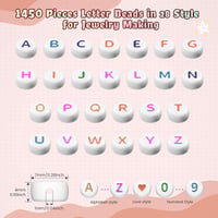 FZIIVQU 1450 db-os színes ABC gyöngy készlet karkötő készítéshez, 4x7 mm-es betűk és számok 3