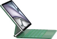 HOU iPad Billentyűzetes Tok - 7 Színű Háttérvilágítás, Érintőpad, QWERTZ - iPad Pro 11" (1-4. gen) és iPad Air (4-5. gen) Készülékekhez - Zö 6