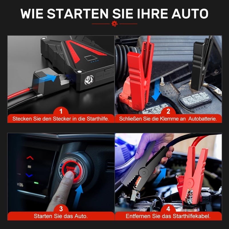 Buture Pro BR300 Hordozható Autós Bikázó 2500A - Indításrásegítő Powerbank 8.0L Benzin/7.0L Dízel Motorokhoz, LED Lámpával, Gyorstöltéssel