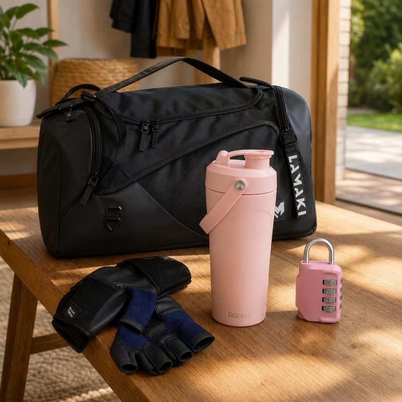 Fitness početni paket: 32L sportska torba + rukavice + shaker 750ml + lokot