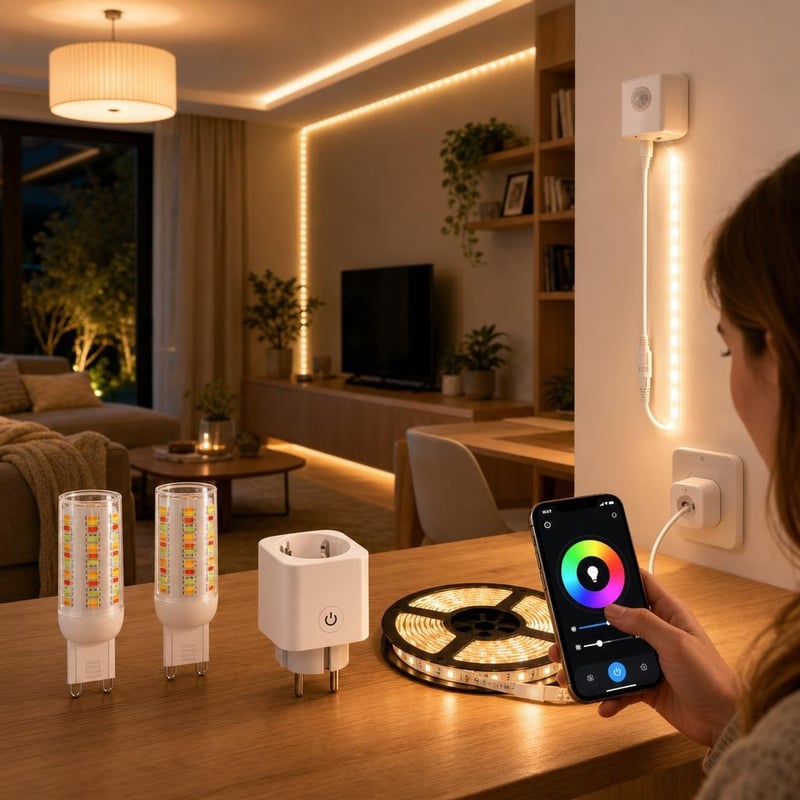 Pametni set za rasvjetu: 2x Wi-Fi G9 žarulja + pametna utičnica + 5m LED traka