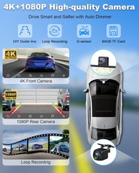 Vtopek 10,26" 4K Apple CarPlay Kijelző 350° Forgatható Kamerával - Vezeték Nélküli Android Autós Monitor, Bluetooth, Siri, Navigáció, 64GB T 6