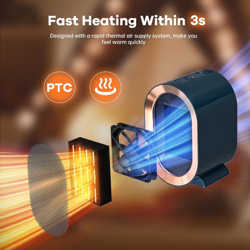 Tiptop Home Kerámia Hősugárzó 1200W - Gyors Fűtés, 2 Fokozat, Dönthető Védelem, Csendes Működés, Irodába, Hálószobába, Fürdőszobába, Fehér