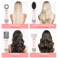 Parwin Pro Beauty 4 az 1-ben Hajszárító Készlet - Ionos Hajformázó Kefe 4 Tartozékkal Szárításhoz, Egyenesítéshez és Dúsításhoz - 1000W, Róz 2