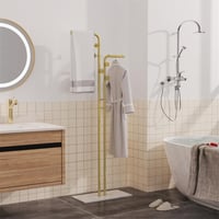 unho Modern Márvány Ruhaállvány - Arany-Fehér Fém Álló Fogas 5 Akasztóval, Ruháknak, Kalapoknak, Táskáknak, Előszobába, Helytakarékos 9