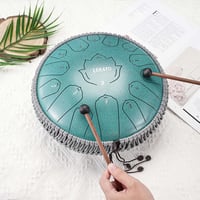 LEKATO Tongue Drum C-dúr 33 cm 15 Hangú Acél Handpan Dob - Meditációs Hangszer Kezdőknek, Malachit Zöld Ütőkkel és Dalkönyvvel 4