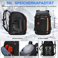 Narancs 50L Sí- és Snowboard Táska Sisaktartóval, Vízálló Nylon 2