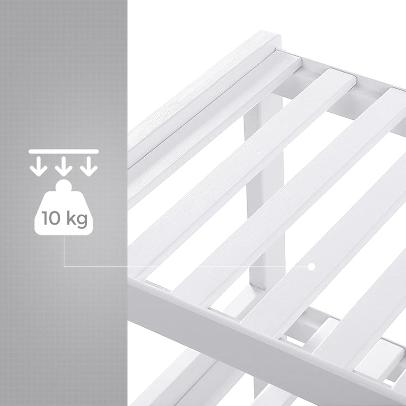 SONGMICS Bambusz Cipőtartó 3 Polcos Fehér 70x55cm Előszoba Hálószoba Nappali - 70 x 55 x 26 cm, White