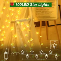 cshare Csillag Fényfüzér 15m - 100 LED Kültéri Világítás 8 Programmal, Időzítővel, IP65 Vízálló Dekoráció Karácsonyra, Kertbe, Beltérre, Mel 6