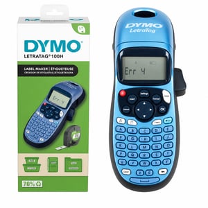 DYMO LetraTag LT-100H ručni uređaj — neispravan, za dijelove: izbacuje grešku da je traka zapela i ne printa (stanje: vidi 2. sliku)