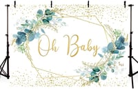 MEHOFOND 240x180 cm Zöld Leveles Fotóháttér Arany Pöttyökkel - Baba Fotózás, Születésnap, Baby Shower Dekoráció, Torta Fotózás 1