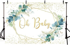 MEHOFOND 240x180 cm Zelena Pozadina s Lišćem i Zlatnim Točkicama - Za Fotografiranje Beba, Rođendane, Baby Shower Dekoracije, Fotografiranje Torti